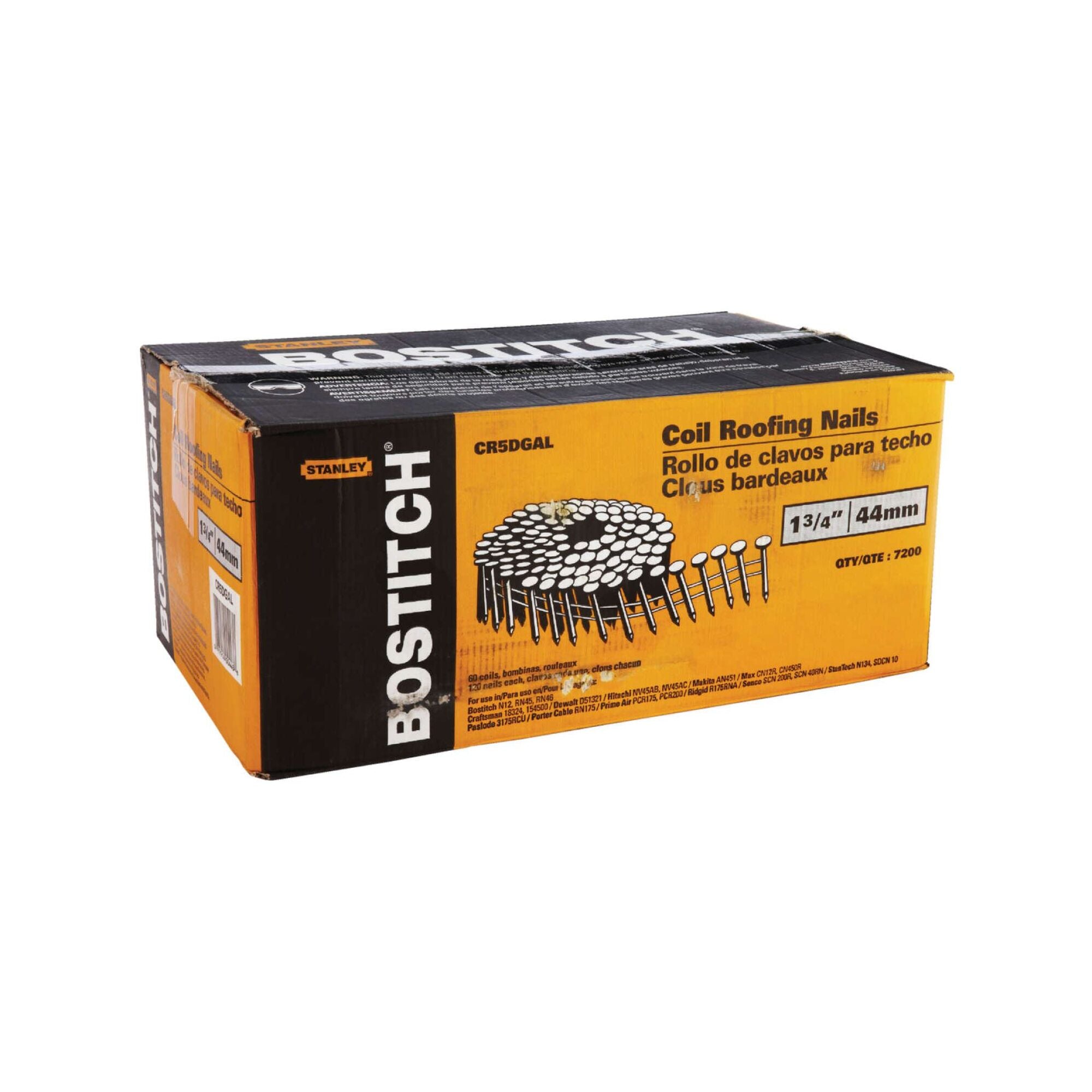 BOSTITCH 13/4Inch Coil Nail, 7200Pack