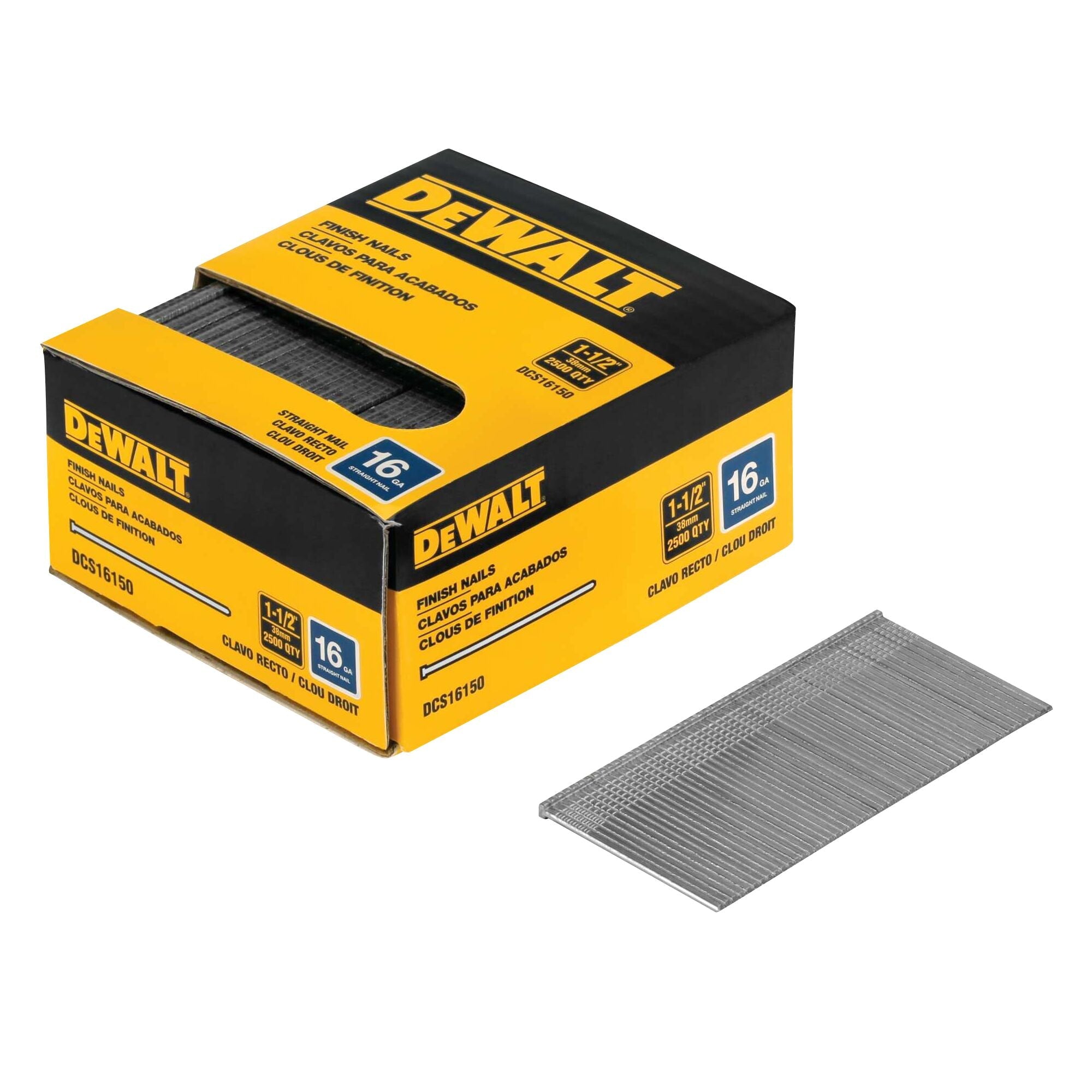 DEWALT Finish Nails, 1-1/2-Inch, 16Ga, 2500-Pack